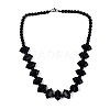 Natural Black Onyx(Dyed & Heated) Round & Cone Beaded Necklaces NJEW-N064-03B-1