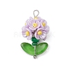 Glass Seed Beaded Flower Pendants PALLOY-MZ00521-04-1