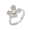Flower Brass Micro Pave Cubic Zirconia Cuff Cup Peg Ring Settings KK-K297-23P-1