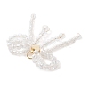 Glass Seed Beaded Bowknot with Heart Pendants PALLOY-MZ01162-02-4