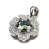 925 Sterling Silver  Moissanite Rhinestone Flower Charms STER-D308-01B-P-2