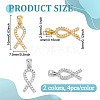 8Pcs 2 Colors Brass Micro Pave Cubic Zirconia Pendants KK-BC0015-04-2