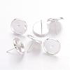 Silver Color Plated Brass Ear Studs Settings X-IFIN-Q005-S-1