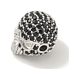 Brass Micro Pave Black Cubic Zirconia Beads ZIRC-P119-14P-02-2