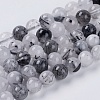 Natural Black Rutilated Quartz Beads Strands G-G448-8mm-13-1
