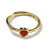 Heart Natural Carnelian Adjustable Rings RJEW-Q818-02G-01-3