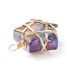 Wire Wrapped Electroplate Glass Charms PALLOY-JF01649-01-4