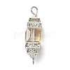 3Pcs 3 Colors Electroplate Glass Cube & Brass Crystal Rhinestone Connector Charms PALLOY-JF04407-3