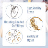Spritewelry 8Pcs 8 Style Brass Rotating Beaded Cuff Rings RJEW-SW0001-01-12