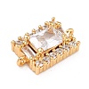 Brass Micro Pave Clear Cubic Zirconia Links Connectors KK-G402-48G-4