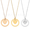 3Pcs 3 Colors 304 Stainless Steel Pendant Necklaces NJEW-BC0001-12-1
