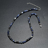 Natural Blue Spot Jasper Round and Lava Rock Column Beaded Necklaces for Men AD4538-3-1