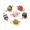 Cube Handmade Millefiori Glass Connector Charms PALLOY-JF00578-20A-1