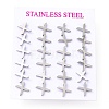 Tarnish Resistant 304 Stainless Steel Greek Alphabet Stud Earrings STAS-D007-07P-01-3