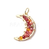 Glass Bead Moon Pendants PALLOY-JF02019-2