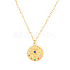 Colorful Cubic Zirconia Eye Pendant Necklace with Stainless Steel Cable Chains HT9511-2-1