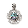 925 Sterling Silver  Moissanite Rhinestone Flower Charms STER-D308-01C-P-1
