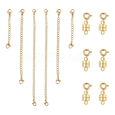 6Pcs Brass Magnetic Clasps with Springs Clasps FIND-YW0007-71G-1
