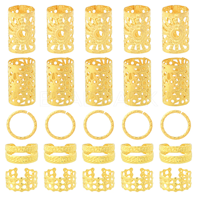 200Pcs 5 Styles Iron Dreadlocks Beads Hair Decoration OHAR-SC0001-13-1