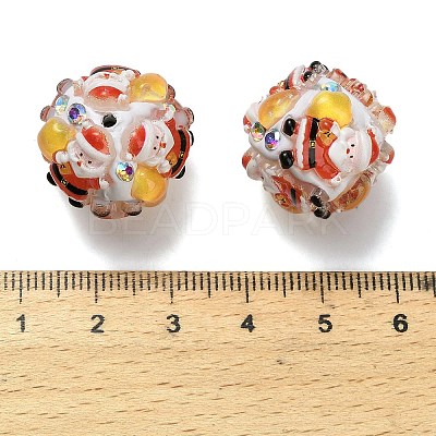 Christmas Theme Polymer Clay Rhinestone Beads with Resin X-RESI-Z045-01A-1