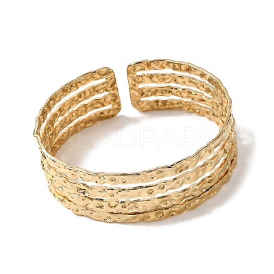 Hammered 304 Stainless Steel Cuff Bangles BJEW-H635-03G-1