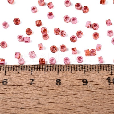 Opaque Picasso Cylinder Glass Beads SEED-Q039-06A-03-1