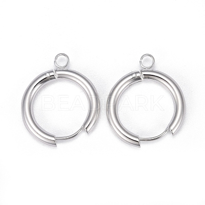 201 Stainless Steel Huggie Hoop Earring Findings STAS-P283-01G-S-1