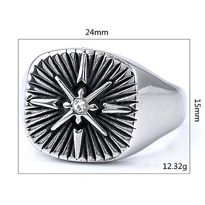 316 Stainless Steel with Cubic Zirconia Finger Rings for Men FS-WGEFB28-06-1