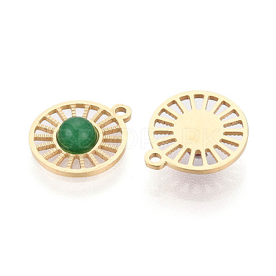 Dyed Natural White Jade Flat Round Charms STAS-N123-03G-03-1
