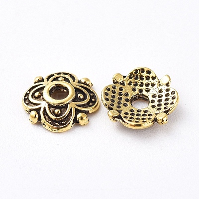 4-Petal Tibetan Style Alloy Flower Bead Caps LS-TIBE-S222-AG-NR-1