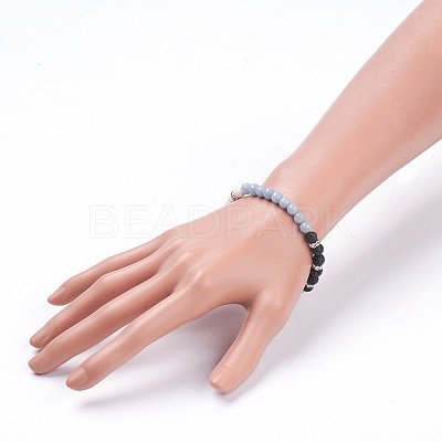 Natural Angelite Stretch Bracelets BJEW-JB03739-05-1