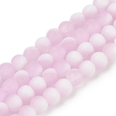Frosted Crackle Glass Beads Strands GLAA-U001-8mm-M03-1