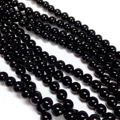 Natural Black Onyx Beads Strands G-H1567-8MM-1