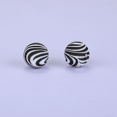 Printed Round Silicone Focal Beads SI-JX0056A-53-1