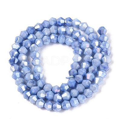 Anti-Tarnish Electroplate Bicone Glass Beads Strands EGLA-T021-4mm-16-15-1
