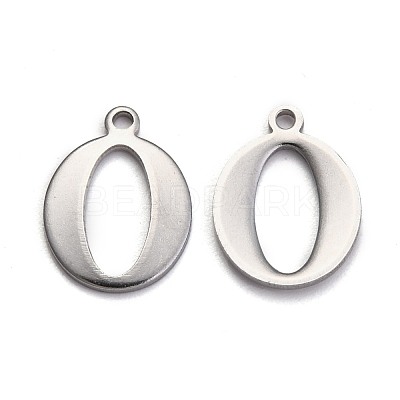 Tarnish Resistant 304 Stainless Steel Alphabet Charms STAS-H122-O-P-1