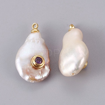 Natural Cultured Freshwater Pearl Pendants PEAR-F008-31G-07-1