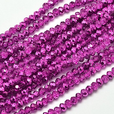 Faceted Rondelle Transparent Painted Glass Beads Strands X-DGLA-J001-C06-4mm-1