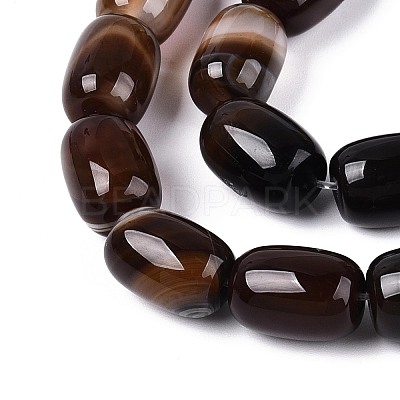Dyed Natural Banded Agate Beads Strands G-T144-44B-1