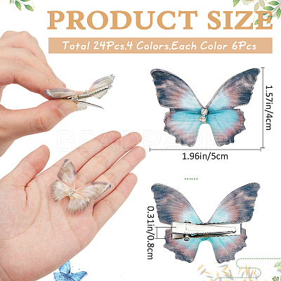 4Bags 4 Colors Cloth Butterfly Alligator Hair Clip FIND-CP0002-48-1