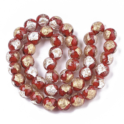 Handmade Gold Sand Lampwork Bead Strands FOIL-T003-01E-1
