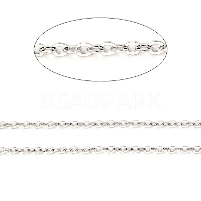 Anti-Tarnish Rhodium Plated 925 Sterling Silver Flat Cable Chains STER-F052-04P-1