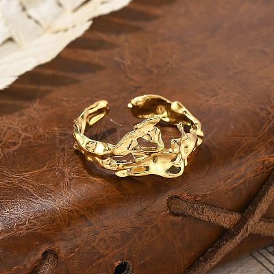 Irregular 304 Stainless Steel Open Cuff Rings RJEW-R014-03G-05-1