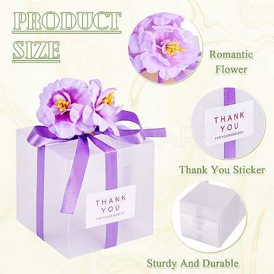 Clear PVC Candy Gift Packaging Boxes with Ribbon & Artificial Flower CON-TAC0001-20E-1