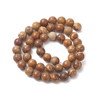 Natural Picture Jasper Round Bead Strands G-G-P070-55-8mm-1