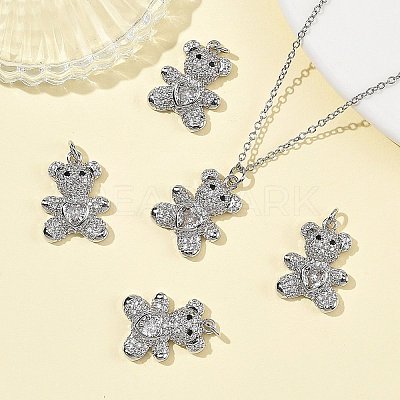 SHEGRACE Brass Micro Pave Clear Cubic Zirconia Pendants XGRQ4N183-738P-1