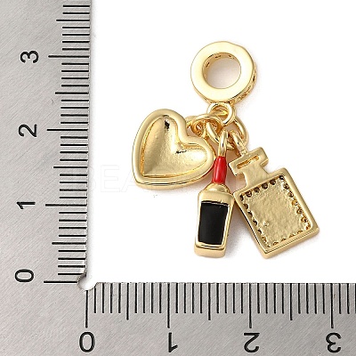 Rack Plating Brass Micro Pave Clear Cubic Zirconia Enamel European Dangle Charms X-KK-P279-45G-1