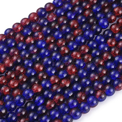 Spray Painted Crackle Glass Beads Strands X-CCG-Q002-8mm-12-1