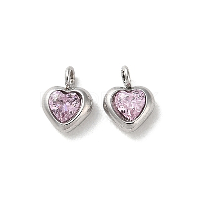 High Polished 304 Stainless Steel Micro Pave Cubic Zirconia Pendants STAS-L022-396A-P-1