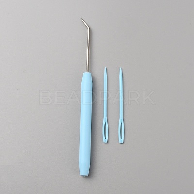 Plastic & Iron Bent Tip Crochet Needle TOOL-WH0159-06B-1